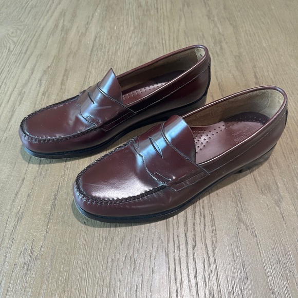 GH Bass Weejuns Logan Men’s Size 10.5 D Burgundy Leather Slip On Dress Shoe - Picture 4 of 11